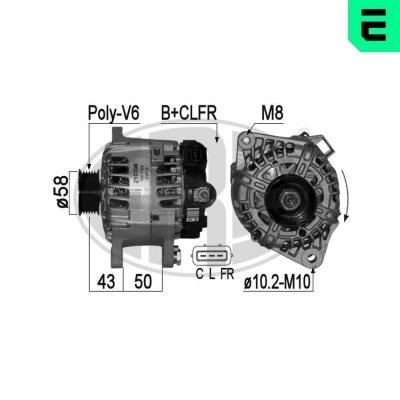 Bilde av ERA 210308A Dynamo 14V 110A KIA: cee‘d I Hatchback, Stasjonsvogn, Venga, HYUNDAI: ix35