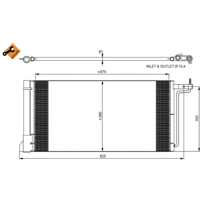 Bilde av NRF EASY FIT 350051 Kondensator med tørker, tetningsring 26,4 15,4 Aluminium 670 FORD: FOCUS 3, C Max 2, 3 Turnier