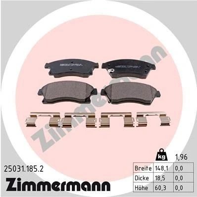 Bilde av ZIMMERMANN 25031.185.2 Bremseklosser med akustisk slitasjevarsel Bildet viser leveranseinnholdet, fjær OPEL: Astra J Sports Tourer
