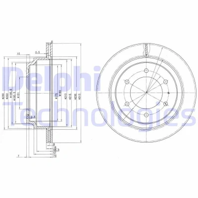 Bilde av DELPHI BG3353 Bremseskiver 313 18 6 ventilert oljet ubehandlet uten hjullager, ABS sensorring OPEL: Frontera B SUV
