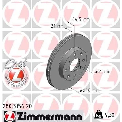 Bilde av Bremseskive ZIMMERMANN 280.3154.20