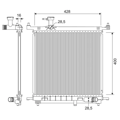 Bilde av VALEO 701328 Radiator Aluminium 400 428 16 uten hette Kjøleribber loddet