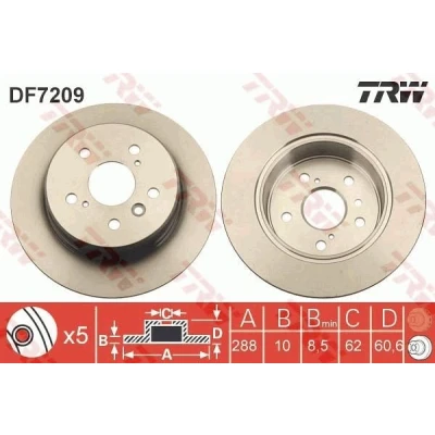 Bilde av TRW DF7209 Bremseskiver 288 10 5 114,3 fullt ut spraylakkert LEXUS: RX I