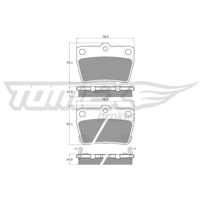 Bilde av TOMEX brakes TX 13 86 Bremseklosser bakaksel med akustisk slitasjevarsel TOYOTA: RAV4 II SUV, I SUV
