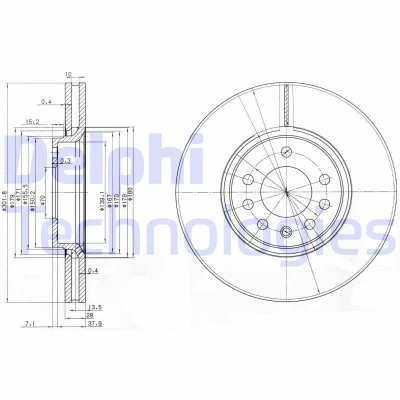 Bilde av DELPHI BG3772C Bremseskiver 302 28 5 ventilert belagt ubehandlet uten hjullager, ABS sensorring SAAB: 9 3 Sedan, Stasjonsvogn, Cabrio