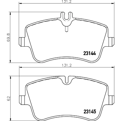 Bilde av HELLA 8DB 355 018 351 Bremseklosser klargjort for slitasjeindikator med bremsecaliperskruer tilbehør MERCEDES BENZ: C Klasse T modell