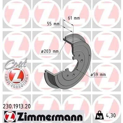 Bilde av ZIMMERMANN COAT Z 230.1913.20 Bremsetrommel 250
