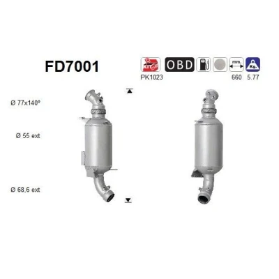 Bilde av AS FD7001 Partikkelfilter Cordierit VOLKSWAGEN: Crafter 30 50 Van, 35 Minibuss