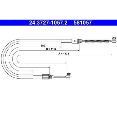 Bilde av ATE 24.3727 1057.2 Bremsekabel 1473