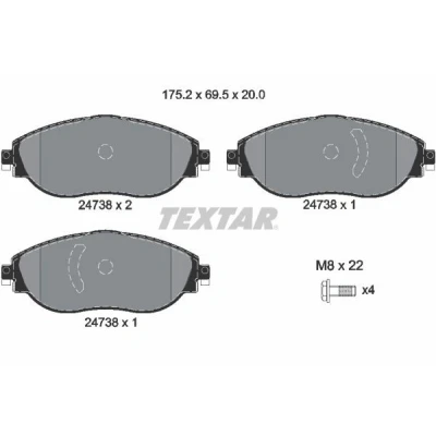 Bilde av TEXTAR 2473806 Bremseklosser ikke klargjort for slitasjeindikator med bremsecaliperskruer VOLKSWAGEN: Passat B8 Variant, Alltrack