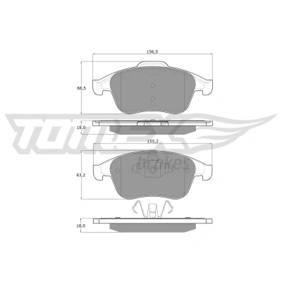 Bilde av TOMEX brakes TX 16 65 Bremseklosser framaksel RENAULT: GRAND SCENIC 3, Clio 4