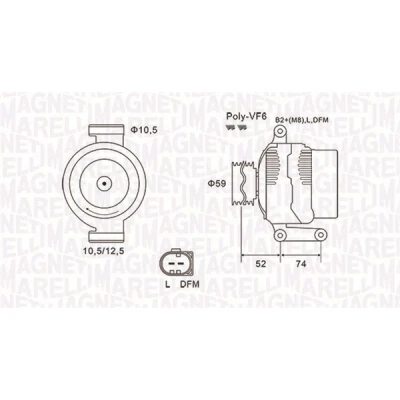 Bilde av MAGNETI MARELLI 063731928010 Dynamo 14V 150A PEUGEOT: Boxer Minibuss, Van, FIAT: Ducato III Flatvogn lastebil / Chassis, FORD: Transit Mk6 Van