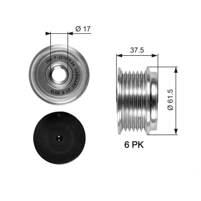 Bilde av GATES OAP7075 Frihjul Dynamo 37,5 FleetRunner Micro V Stretch Fit VOLVO: XC70 I Cross Country