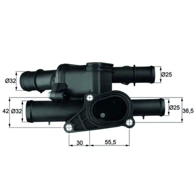 Bilde av MAHLE ORIGINAL TM 1 105 Termostat Med tetning sensor VOLKSWAGEN: Passat B6 Variant, Sedan, Touran I, AUDI: A3 Sportback