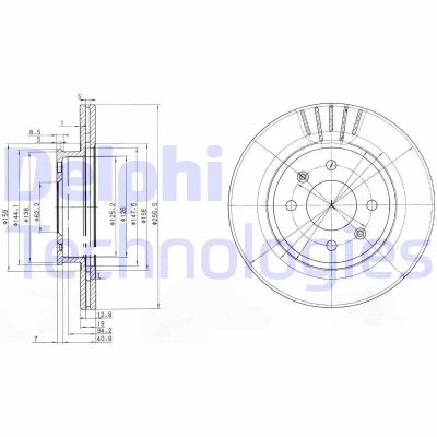 Bilde av DELPHI BG3934 Bremseskiver 256 19 4 ventilert oljet ubehandlet uten hjullager, ABS sensorring HYUNDAI: Getz