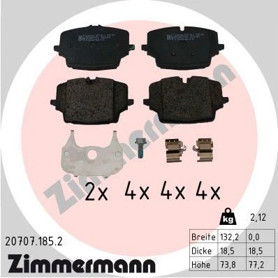 Bilde av ZIMMERMANN 20707.185.2 Bremseklosser klargjort for slitasjeindikator
