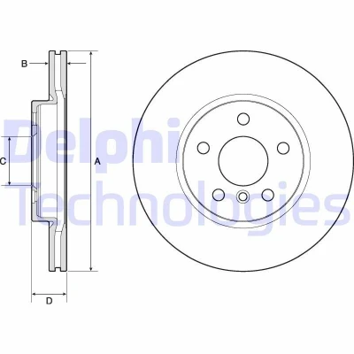 Bilde av DELPHI BG4777C Bremseskiver 294 22 5 ventilert belagt ubehandlet uten hjullager, ABS sensorring BMW: 2 Active Tourer, Gran Tourer