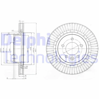 Bilde av DELPHI BG9006C Bremseskiver 317 30 5 ventilert belagt ubehandlet uten hjullager, ABS sensorring LAND ROVER: Discovery 3, Range Rover Sport