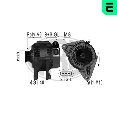 Bilde av ERA 209003A Dynamo 14V 80A TOYOTA: RAV4 II SUV, Corolla IX Hatchback, VIII Liftback