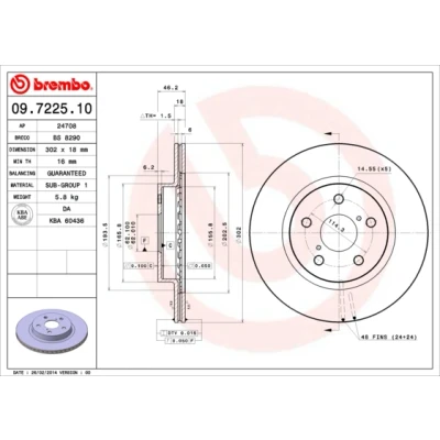 Bilde av BREMBO 09.7225.10 Bremseskiver 302 18 5 innvendig ventilert TOYOTA: RAV4 I SUV