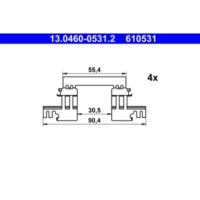 Bilde av ATE 13.0460 0531.2 Tibehørsett, skivebremse belegg MAZDA: CX 3, 3 Hatchback