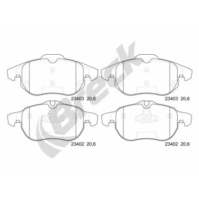 Bilde av BRECK 23402 00 701 Bremseklosser klargjort for slitasjeindikator OPEL: Vectra C Caravan, Zafira B, Astra H GTC, SAAB: 9 3 Stasjonsvogn, Sedan