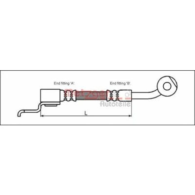 Bilde av METZGER 4113522 Bremseslange 410 3/8&quot; 24 JEEP: Grand Cherokee I, II