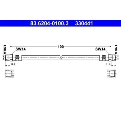Bilde av ATE 83.6204 0100.3 Bremseslange 100 BMW: 5 Touring, Sedan, 7