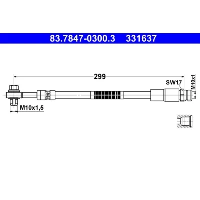 Bilde av ATE 83.7847 0300.3 Bremseslange 299 M10x1