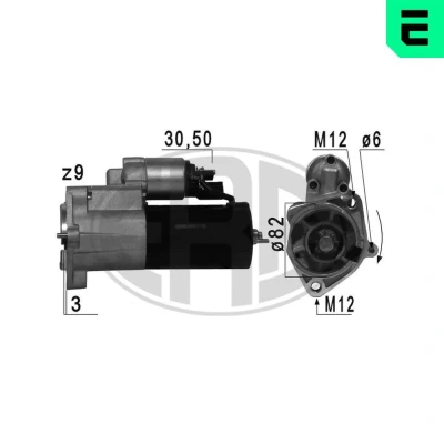 Bilde av ERA 220721A Starter 12 2 9 AUDI: A4 B7 Avant, A6 C6 Sedan