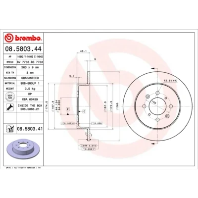 Bilde av BREMBO COATED DISC LINE 08.5803.41 Bremseskiver 260 9 4 fullt ut belagt med skruer HONDA: CIVIC 7 Hatchback