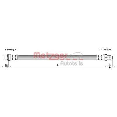 Bilde av METZGER 4110212 Bremseslange 326 OPEL: Movano A Minibuss, Van, RENAULT: MASTER 2 Kasten, Pritsche/Fahrgestell