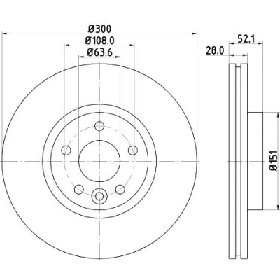 Bilde av HELLA Bremseskive FORD: MONDEO 4 Turnier, 4, Stufenheck PRO 28mm 05/06 108mm innvendig ventilert belagt 8DD 355 116 221 1500159