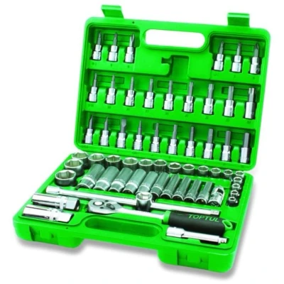 Bilde av TOPTUL GCAI6001 Pipesett 60 Krysspor (PH), sekskant, Pozidriv (PZ), torx, spor 3/8 med skrallefunksjon