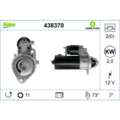 Bilde av VALEO 438370 Starter 12 2 11 VOLKSWAGEN: Touran I, Passat B6 Variant, Golf 5, AUDI: TT Coupé, A3 Sportback, SKODA: Octavia Combi