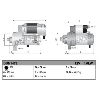 Bilde av DENSO DSN1472 Starter 12 1,6 13 TOYOTA: Yaris III Hatchback