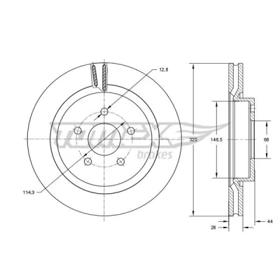 Bilde av TOMEX brakes Bremseskive NISSAN: Qashqai / Qashqai+2 I, Juke framaksel 28mm 5 114,3mm ventilert spraylakkert TX 73 52 40206ET01A,402069828R,40206JY01A