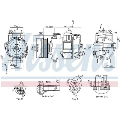 Bilde av NISSENS 890773 Kompressor 7SEU17C 12 PAG 46 R 134a VOLKSWAGEN: Transporter 6