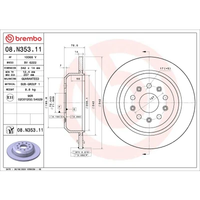 Bilde av BREMBO 08.N353.11 Bremseskiver 342 14 5 fullt ut belagt