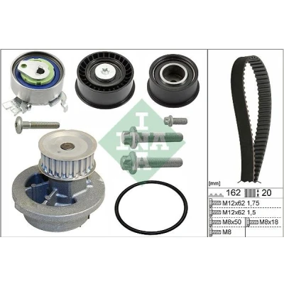 Bilde av INA 530 0443 30 vannpumpe + Registerreimsett med OPEL: Zafira A, Astra G CC, Sedan