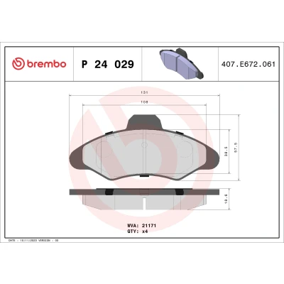 Bilde av BREMBO P 24 029 Bremseklosser ekskl. slitasjevarselkontakt uten tilbehør FORD: Escort 5, 6, 6 Cabrio