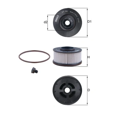 Bilde av MAHLE ORIGINAL KX 591D Drivstoffilter Filterinnsats HYUNDAI: SANTA Fé IV, FE 3, KIA: SORENTO 3