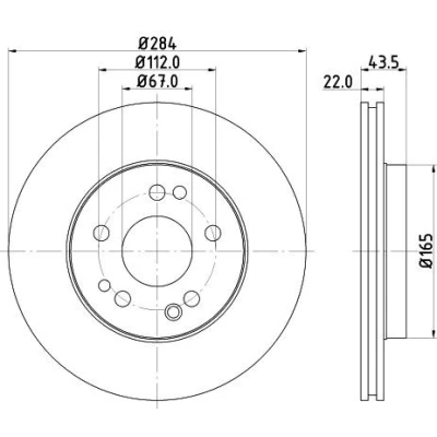 Bilde av HELLA 8DD 355 100 941 Bremseskiver 284 22 05/08 112 innvendig ventilert uten hjulfestebolt, hjulnav MERCEDES BENZ: W124 Sedan, E Klasse T modell