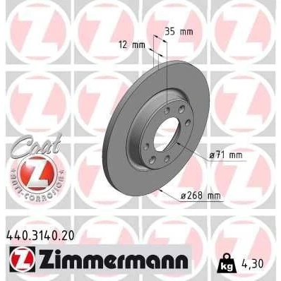 Bilde av ZIMMERMANN 440.3140.20 Bremseskiver 268 12 6/4 4 108 fullt ut belagt PEUGEOT: 208 II Hatchback