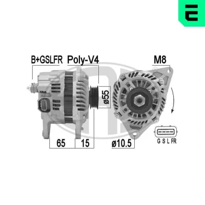 Bilde av ERA 209444A Dynamo 14V 105A MITSUBISHI: COLT 6, Lancer 8, GALANT 6