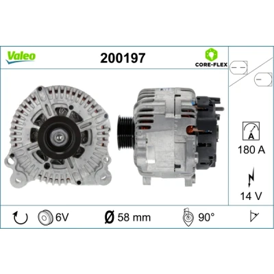 Bilde av VALEO 200197 Dynamo 14V 180A AUDI: A6 C6 Avant, Q7, Sedan, VOLKSWAGEN: Touareg I, Transporter 6