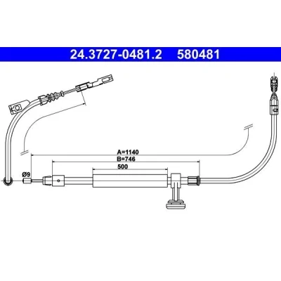 Bilde av ATE 24.3727 0481.2 Bremsekabel 1140 MERCEDES BENZ: GLK