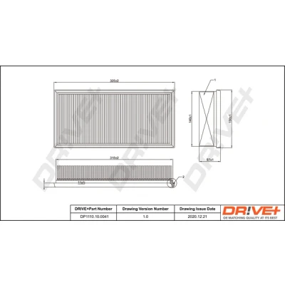 Bilde av Dr!ve+ DP1110.10.0041 Luftfilter 56 155 325 Filterinnsats CITROËN: C5 I Stasjonsvogn, Hatchback, II PEUGEOT: 807, 607 Sedan