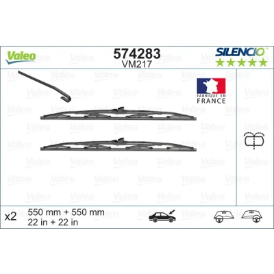 Bilde av Vindusvisker Valeo Silencio, Silencio Conventional Set 574283 foran Standard med integrert spyledyse PEUGEOT: 405 I Sedan