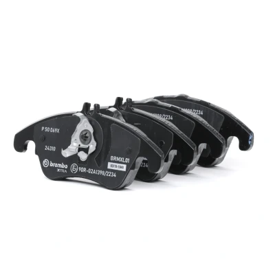 Bilde av BREMBO P 50 069X Bremseklosser klargjort for slitasjeindikator med bremsecaliperskruer, kolbleklips, antihyle blikk uten tilbehør